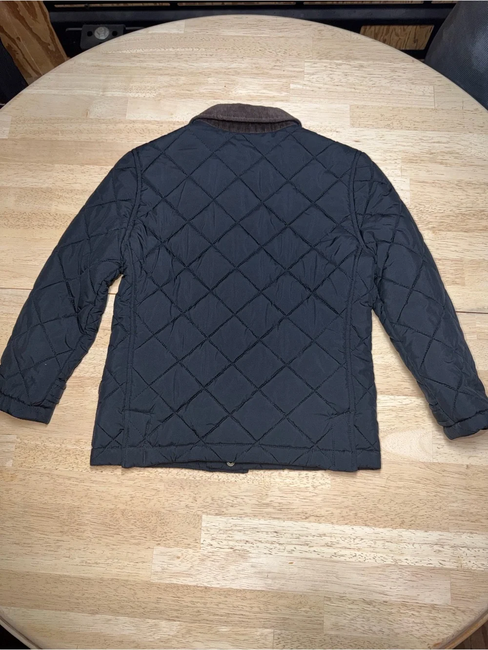 Polo Ralph Lauren Kids Black Quilted Barn Jacket Brown Corduroy Collar Size 6